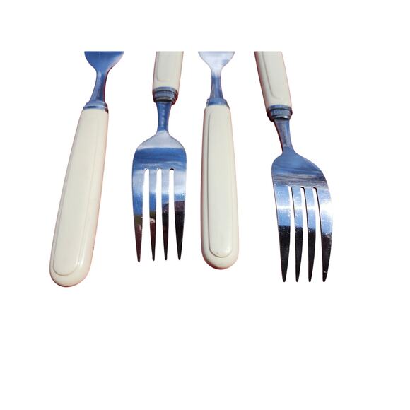 4 Corelle by Coring Forever Yours Stainless Forks Flatware Plastic MCM 8" VTG - Picture 8 of 8
